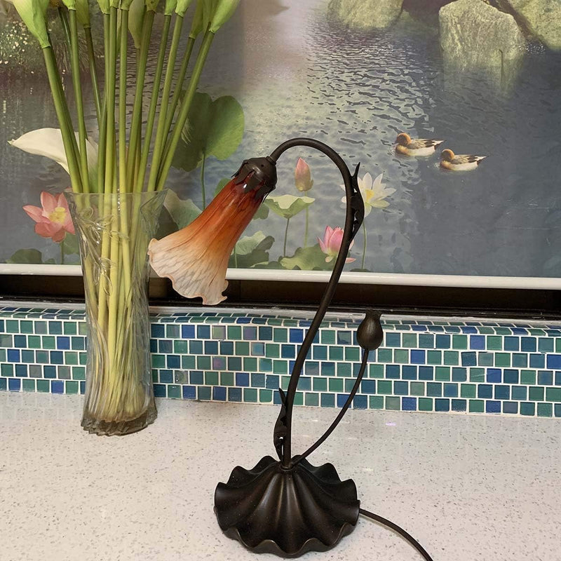 Lily Flower Blown Glass Accent Table Lamp