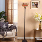 Dragonfly Tiffany Style Stained Glass Torchiere Floor Lamp