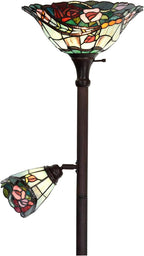 L30739 Rose Flower Tiffany Style Stained Glass Torchiere