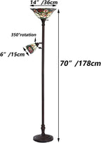 L30739 Rose Flower Tiffany Style Stained Glass Torchiere