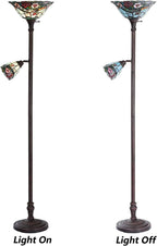 L30739 Rose Flower Tiffany Style Stained Glass Torchiere