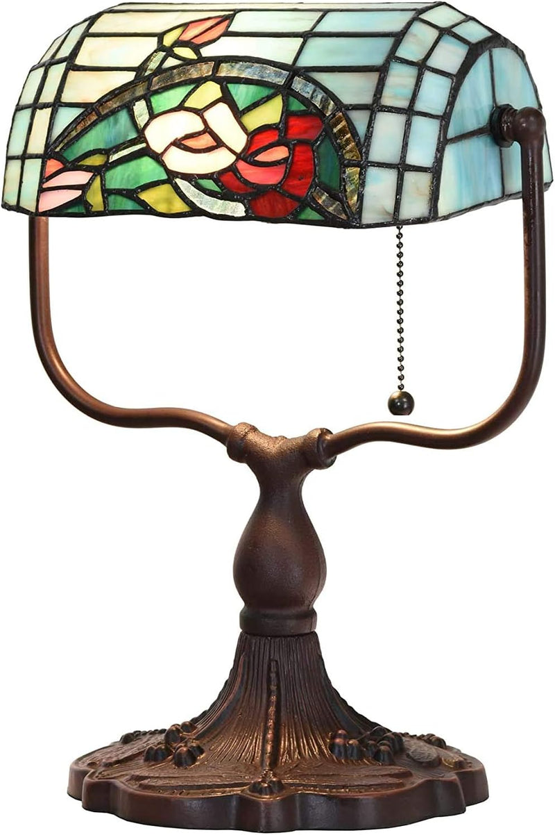 L30760 Rose Flower Tiffany Style Stained Glass Bankers
