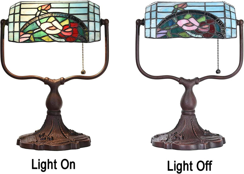 L30760 Rose Flower Tiffany Style Stained Glass Bankers