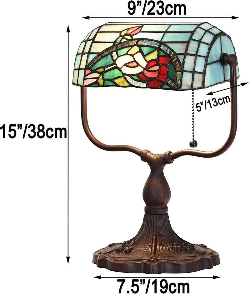 L30760 Rose Flower Tiffany Style Stained Glass Bankers