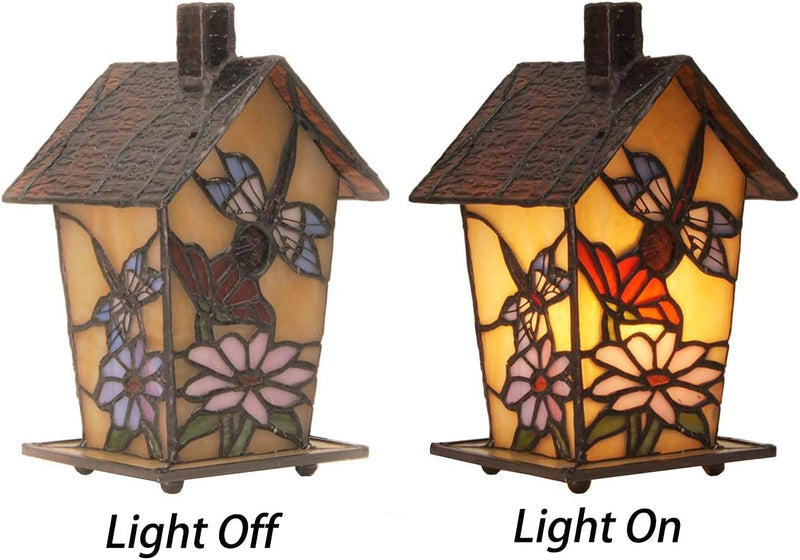 L30782 Birdhouse Tiffany Style Stained Glass Table Lamp