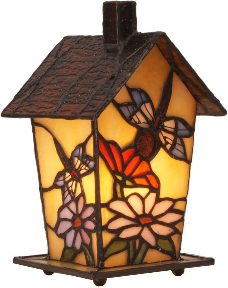L30782 Birdhouse Tiffany Style Stained Glass Table Lamp