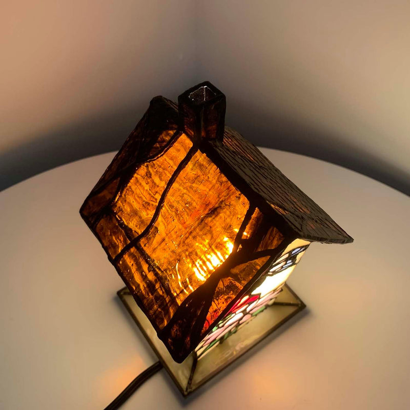 L30782 Birdhouse Tiffany Style Stained Glass Table Lamp