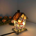 L30782 Birdhouse Tiffany Style Stained Glass Table Lamp