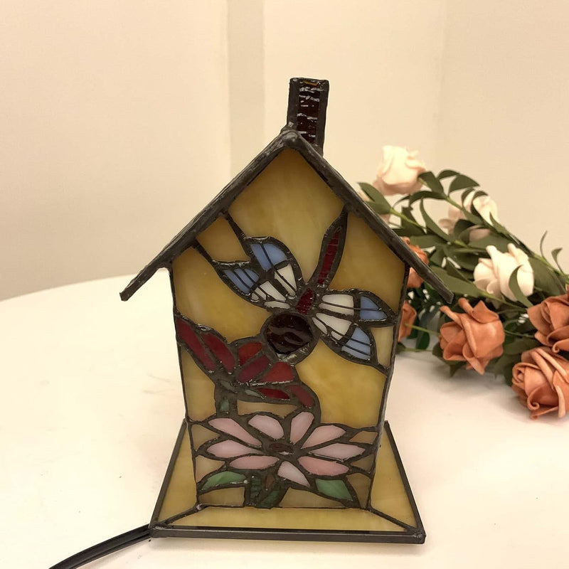 L30782 Birdhouse Tiffany Style Stained Glass Table Lamp