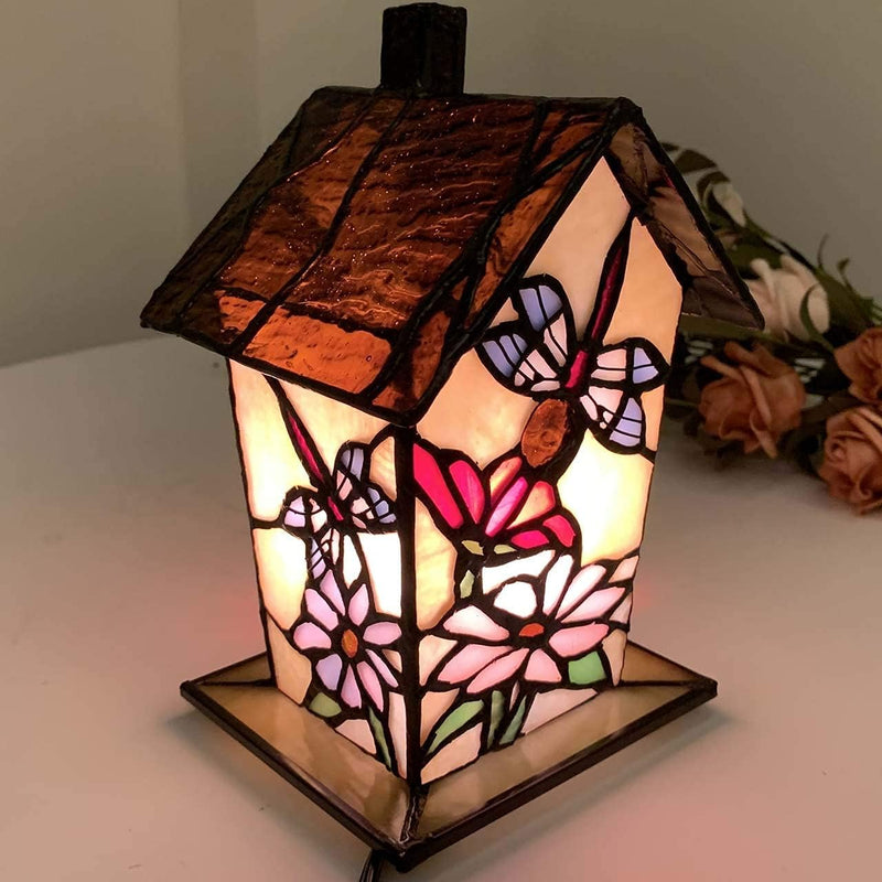 L30782 Birdhouse Tiffany Style Stained Glass Table Lamp