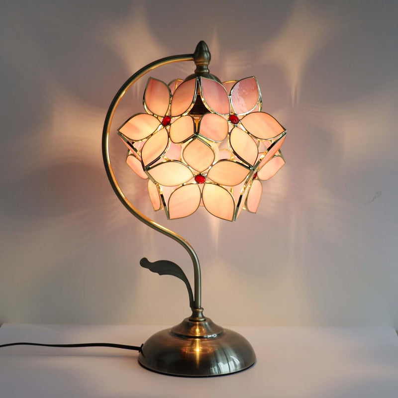 Tiffany Style Stained Glass Flower Petal Table Lamp