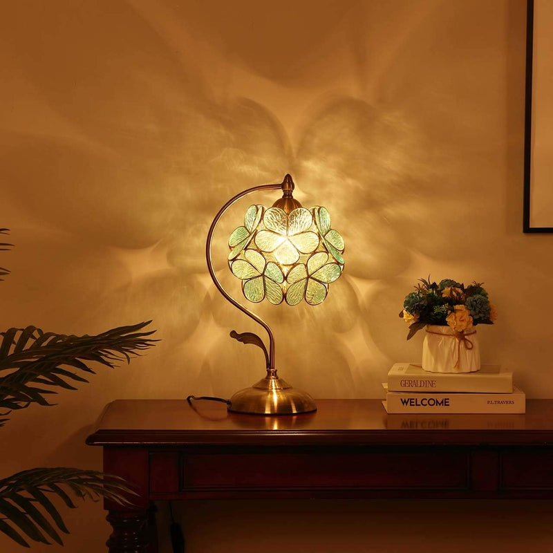 Tiffany Style Stained Glass Flower Petal Table Lamp