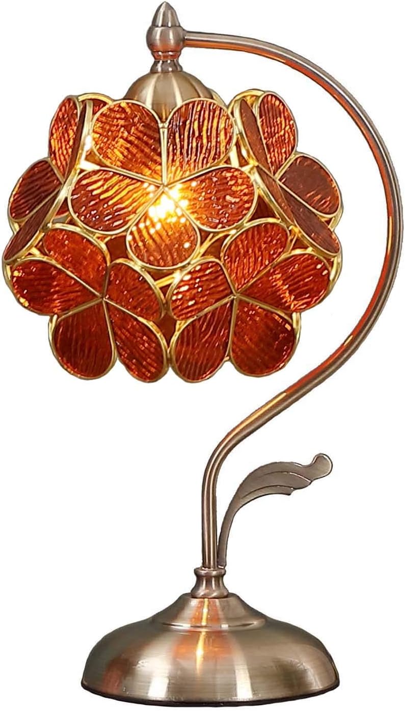 Tiffany Style Stained Glass Flower Petal Table Lamp