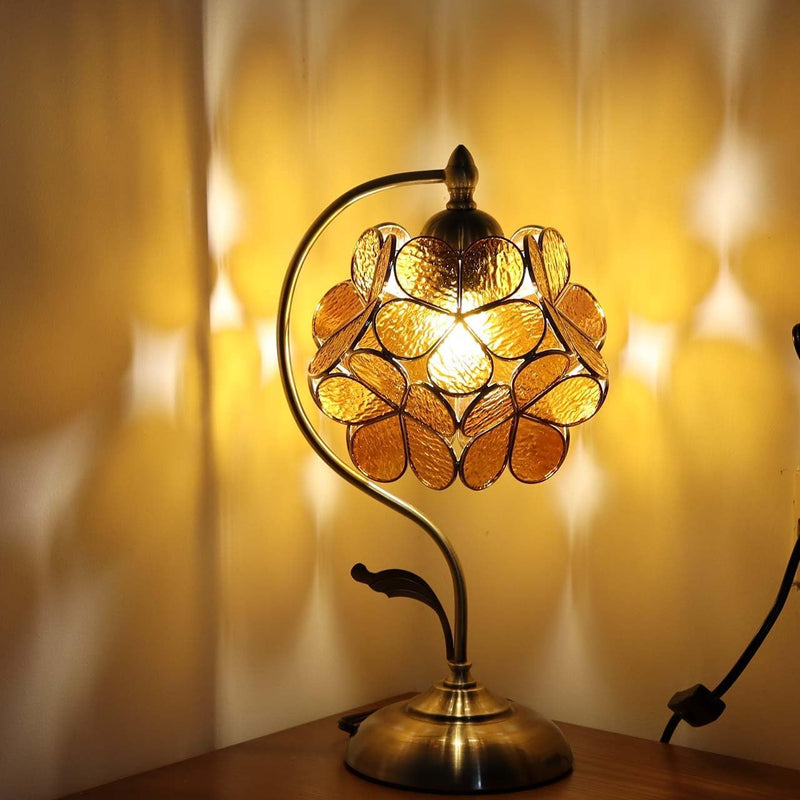 Tiffany Style Stained Glass Flower Petal Table Lamp