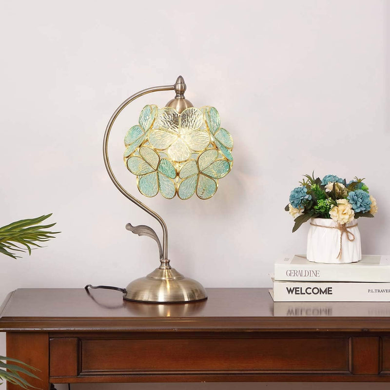 Tiffany Style Stained Glass Flower Petal Table Lamp