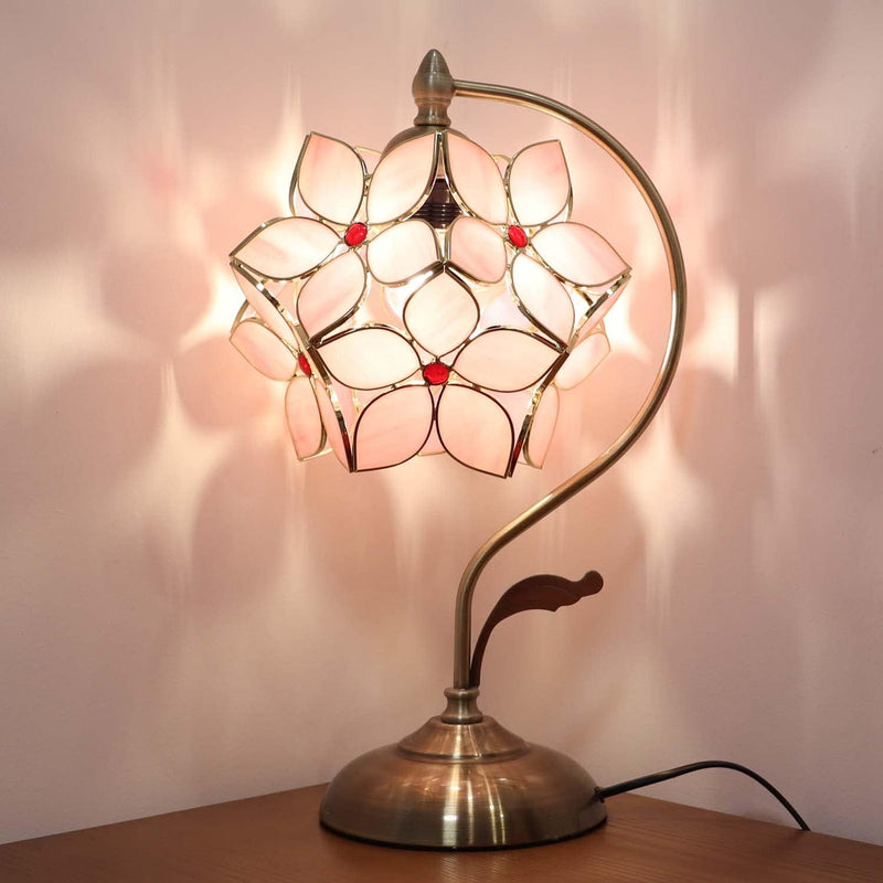 Tiffany Style Stained Glass Flower Petal Table Lamp