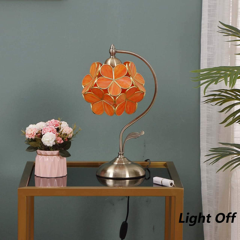 Tiffany Style Stained Glass Flower Petal Table Lamp
