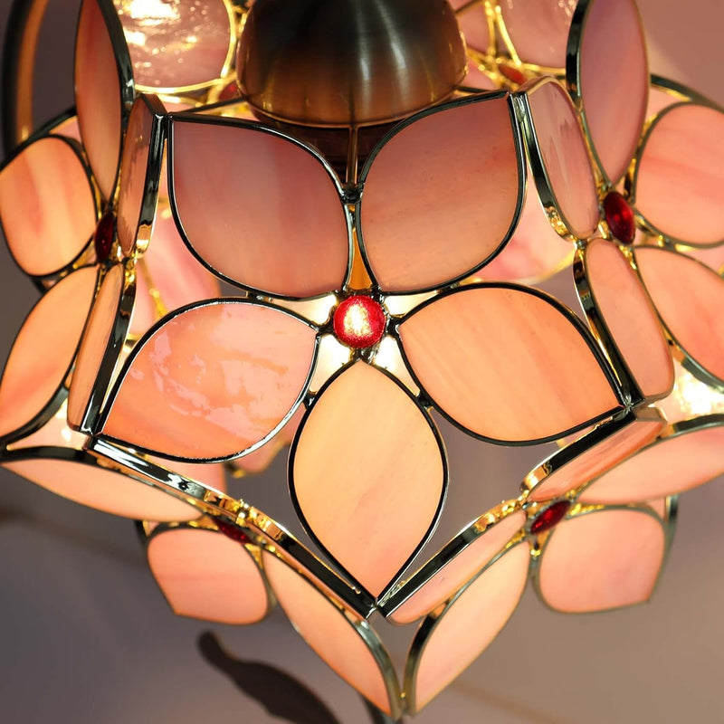 Tiffany Style Stained Glass Flower Petal Table Lamp