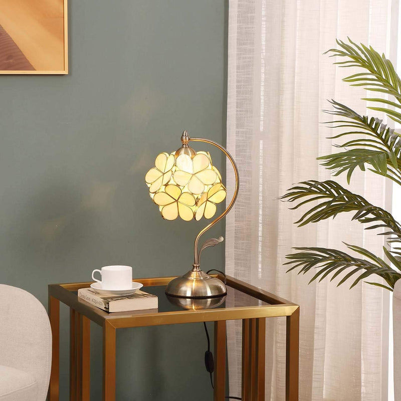 Tiffany Style Stained Glass Flower Petal Table Lamp