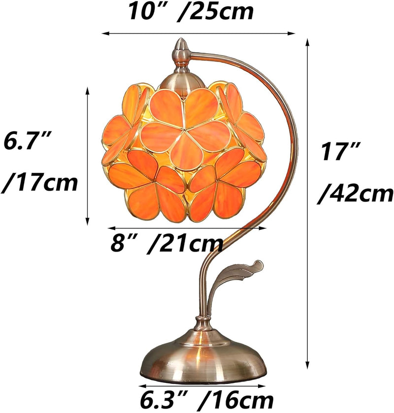 Tiffany Style Stained Glass Flower Petal Table Lamp