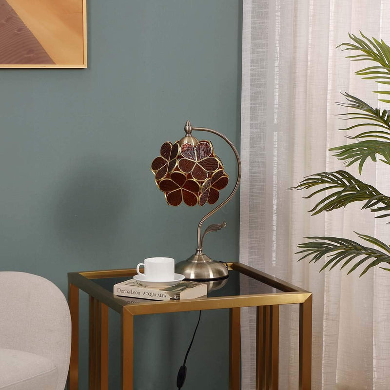 Tiffany Style Stained Glass Flower Petal Table Lamp