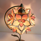 Tiffany Style Stained Glass Flower Petal Table Lamp