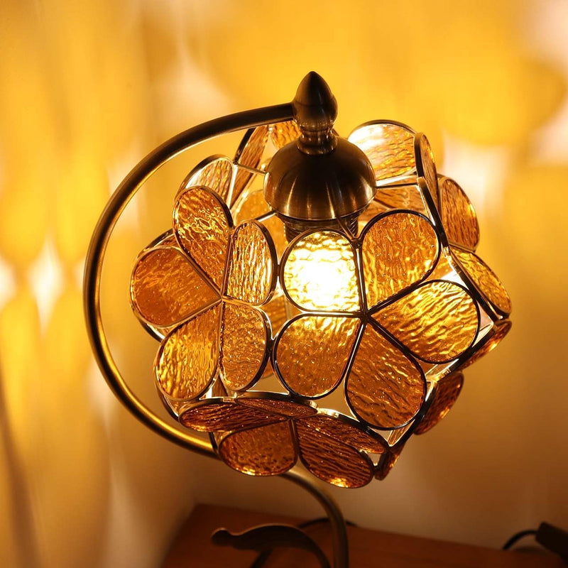 Tiffany Style Stained Glass Flower Petal Table Lamp