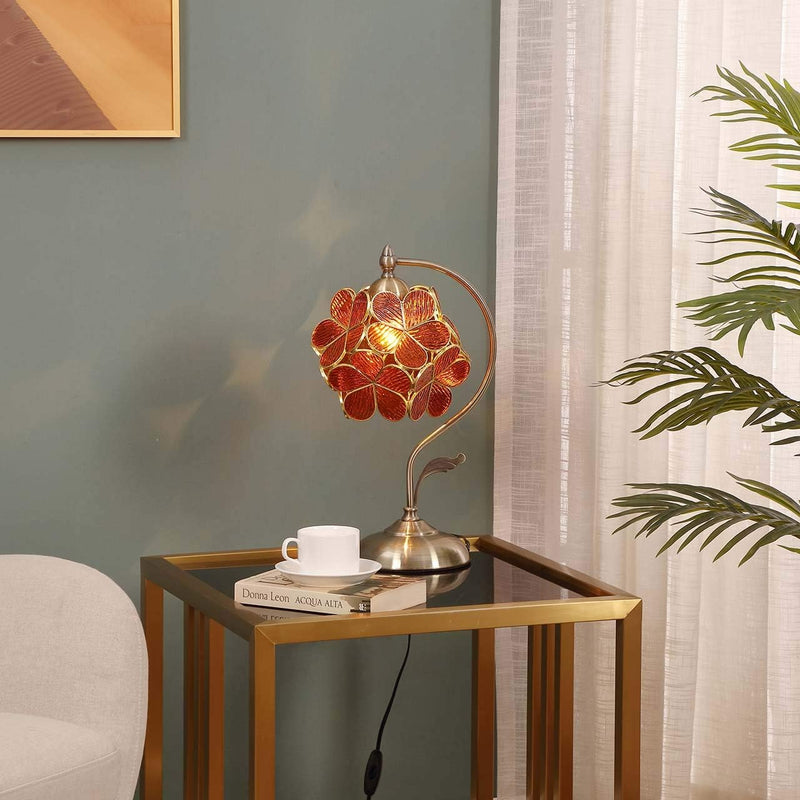Tiffany Style Stained Glass Flower Petal Table Lamp