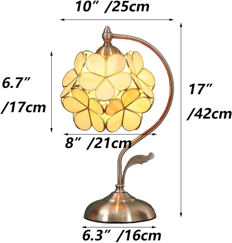 Tiffany Style Stained Glass Flower Petal Table Lamp