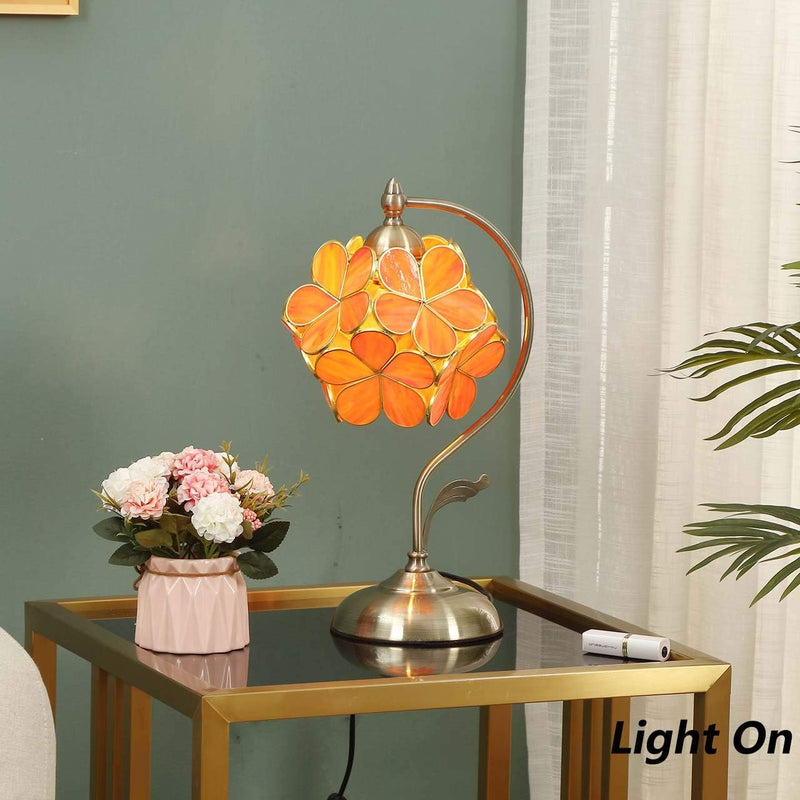 Tiffany Style Stained Glass Flower Petal Table Lamp