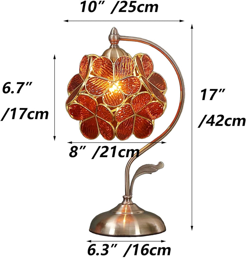 Tiffany Style Stained Glass Flower Petal Table Lamp