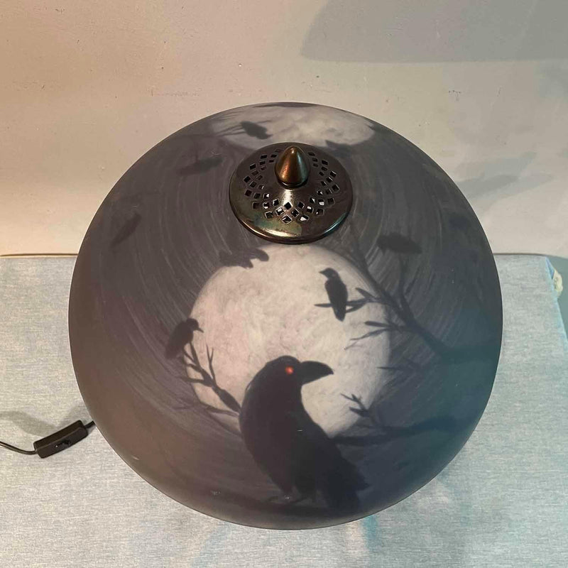L30969 Ravens on Tree Branch Table Lamp 14"x22