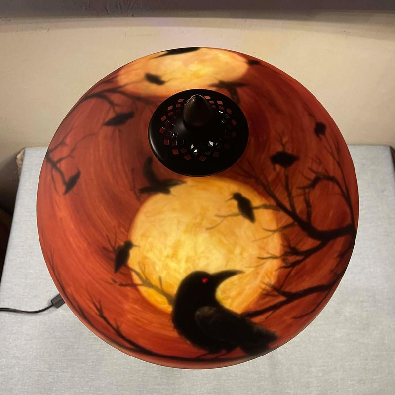 L30969 Ravens on Tree Branch Table Lamp 14"x22