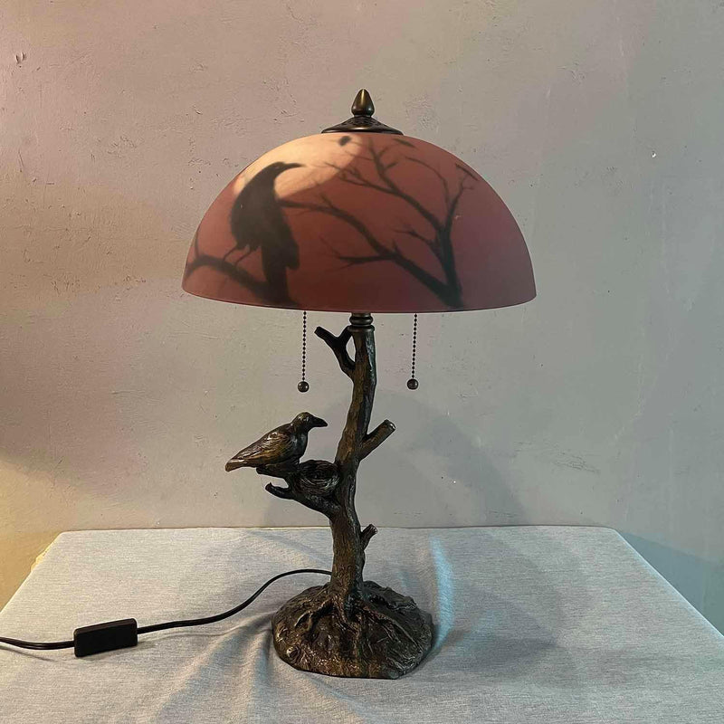 L30969 Ravens on Tree Branch Table Lamp 14"x22