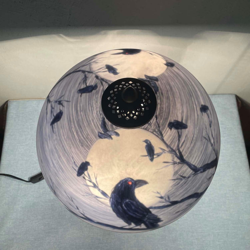 L30969 Ravens on Tree Branch Table Lamp 14"x22