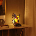 L31406 Butterfly Tiffany Style Stained Glass Accent Table