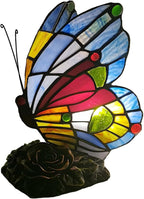 L31406 Butterfly Tiffany Style Stained Glass Accent Table