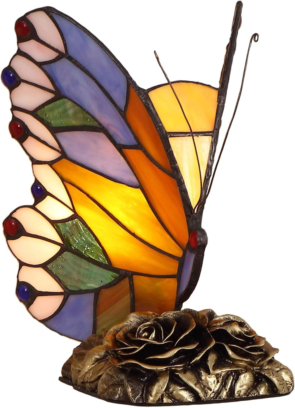 L31406 Butterfly Tiffany Style Stained Glass Accent Table