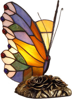 L31406 Butterfly Tiffany Style Stained Glass Accent Table