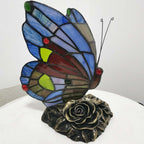 L31406 Butterfly Tiffany Style Stained Glass Accent Table