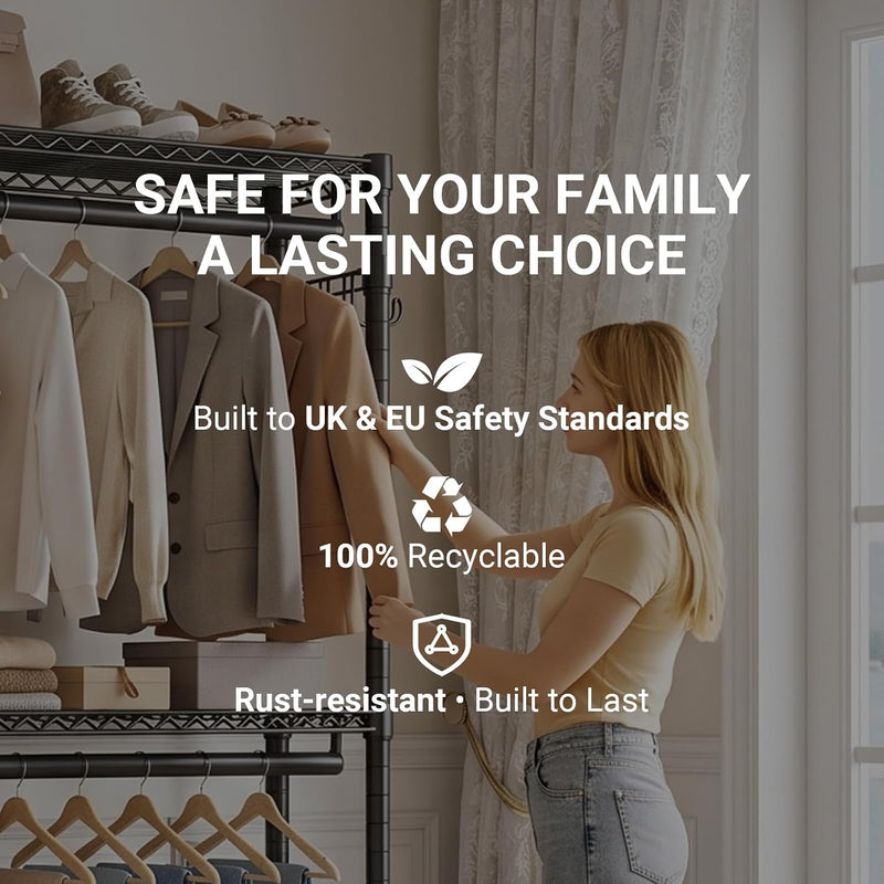 L4L Shaped Clothes Rail for Corner Freestanding
