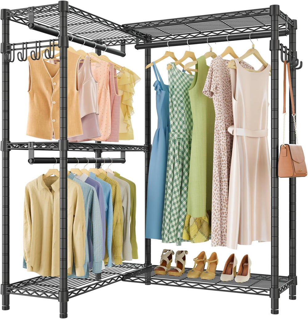 L4L Shaped Clothes Rail for Corner Freestanding