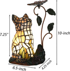 L50891 Tiffany-Style Stained Glass Cat Accent Table Lamp