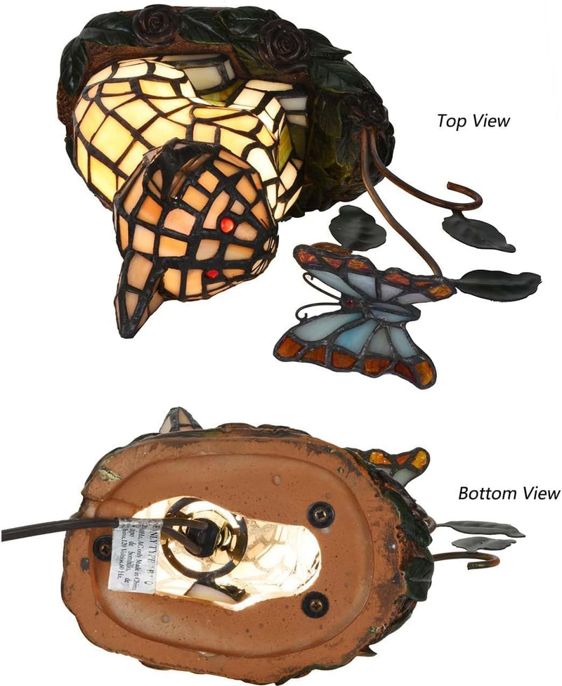 L50891 Tiffany-Style Stained Glass Cat Accent Table Lamp
