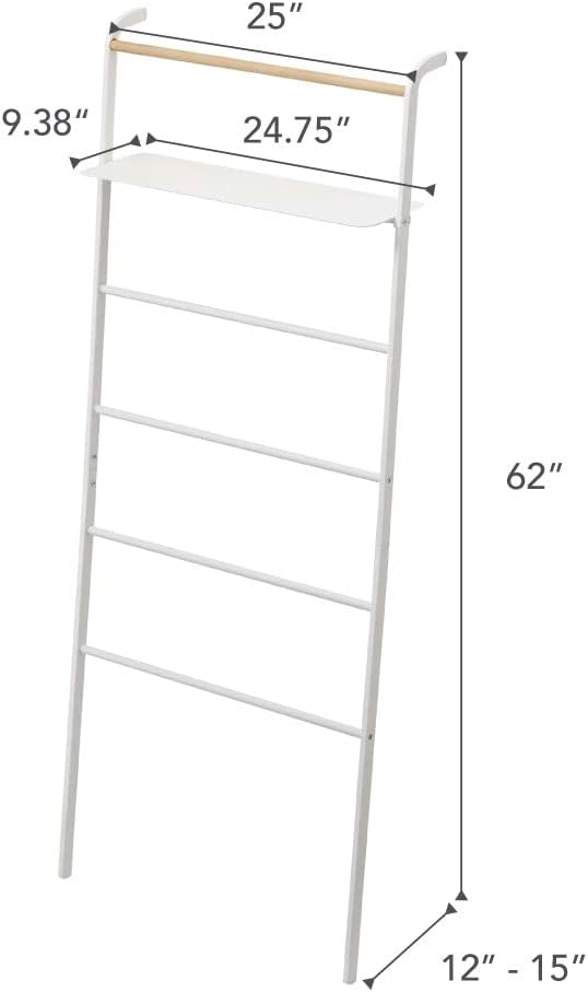 Ladder Hanger with Shelf Steel Wood Minimalist Design