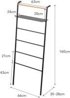 Ladder Hanger with Shelf Steel Wood Minimalist Design