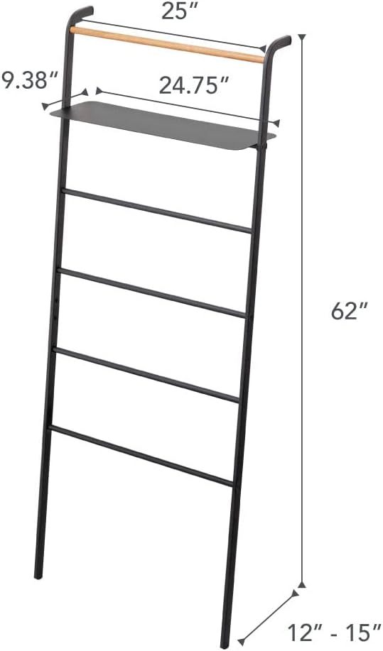 Ladder Hanger with Shelf Steel Wood Minimalist Design