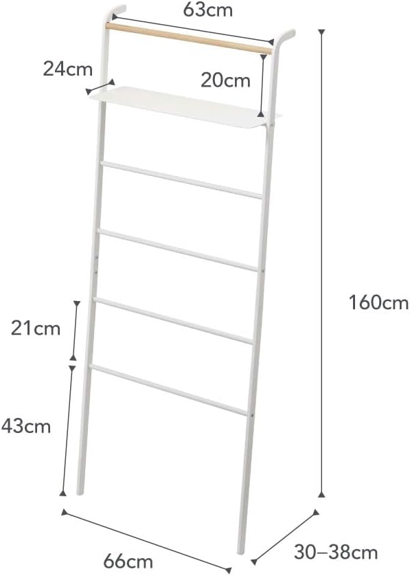 Ladder Hanger with Shelf Steel Wood Minimalist Design