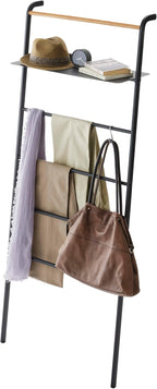 Ladder Hanger with Shelf Steel Wood Minimalist Design