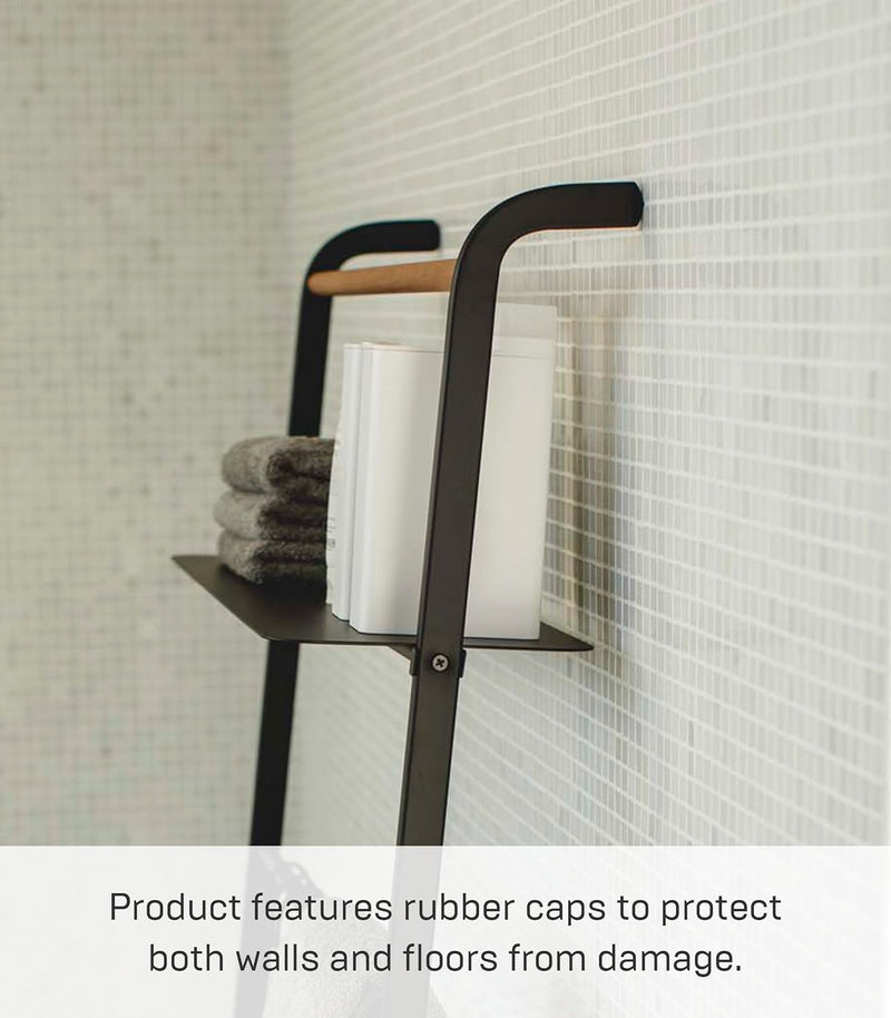 Ladder Hanger with Shelf Steel Wood Minimalist Design